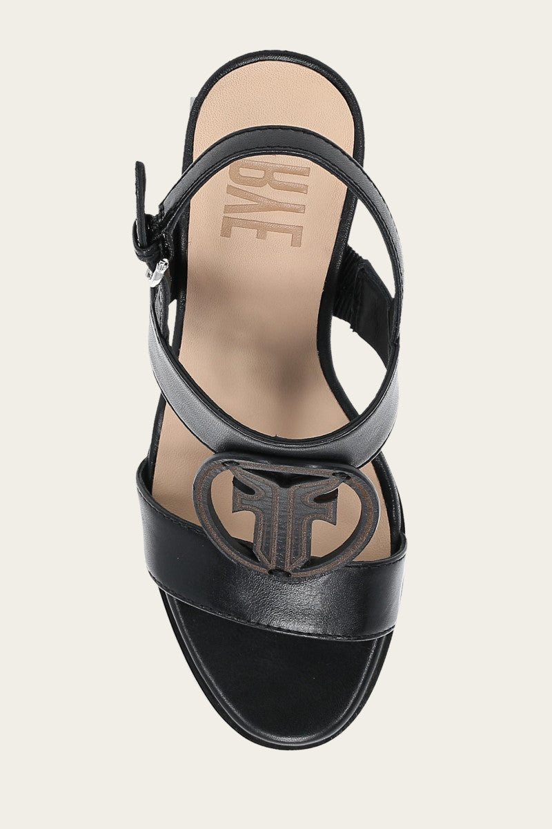 Rachel Logo Sandal - Black - Top Down