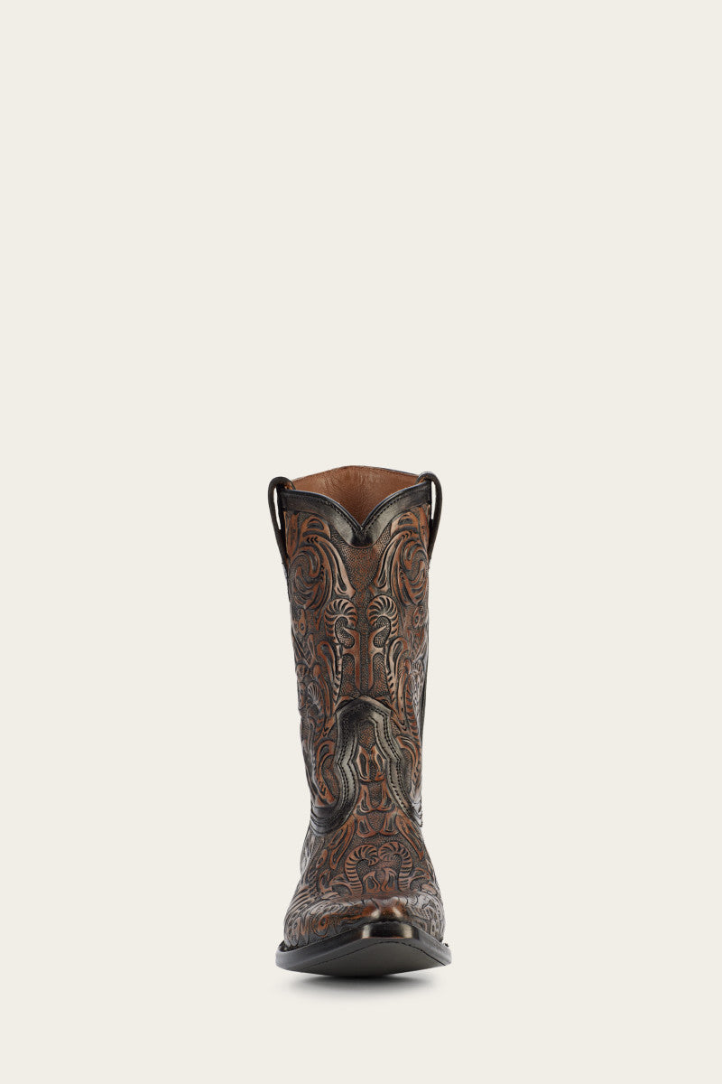 Sacha Mid Pull On - Black Tooled - Front