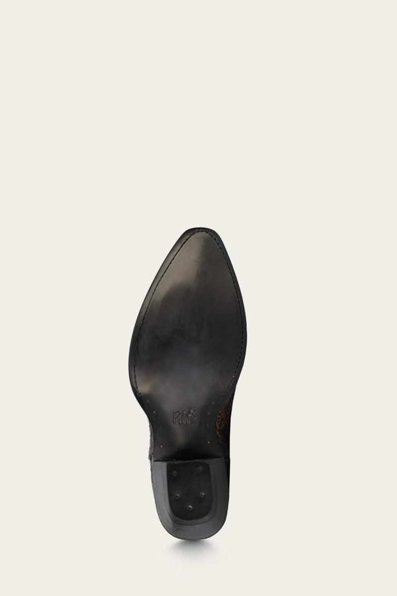Sacha Mid Pull On - Black Tooled - Sole