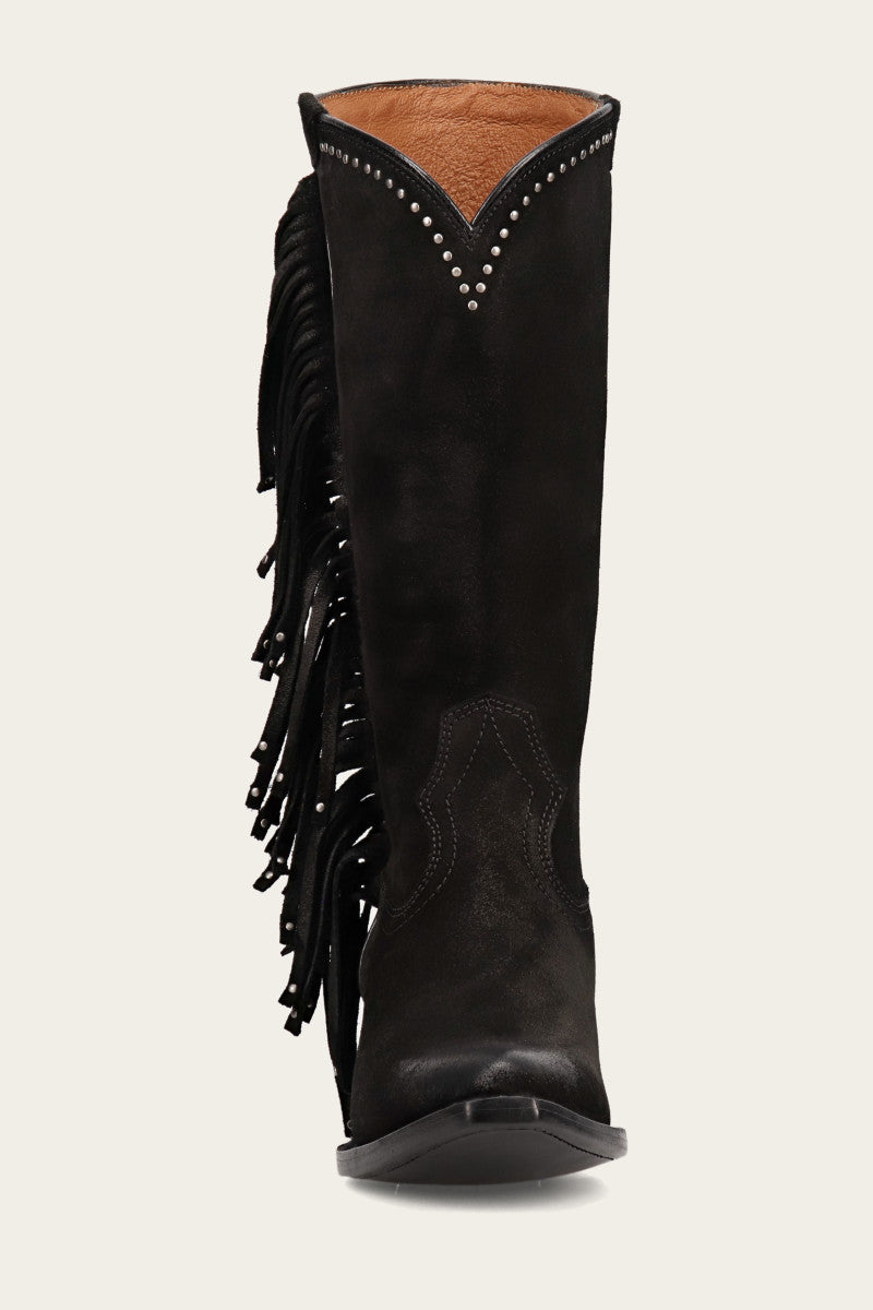 Sacha Tall Fringe - Black - Front