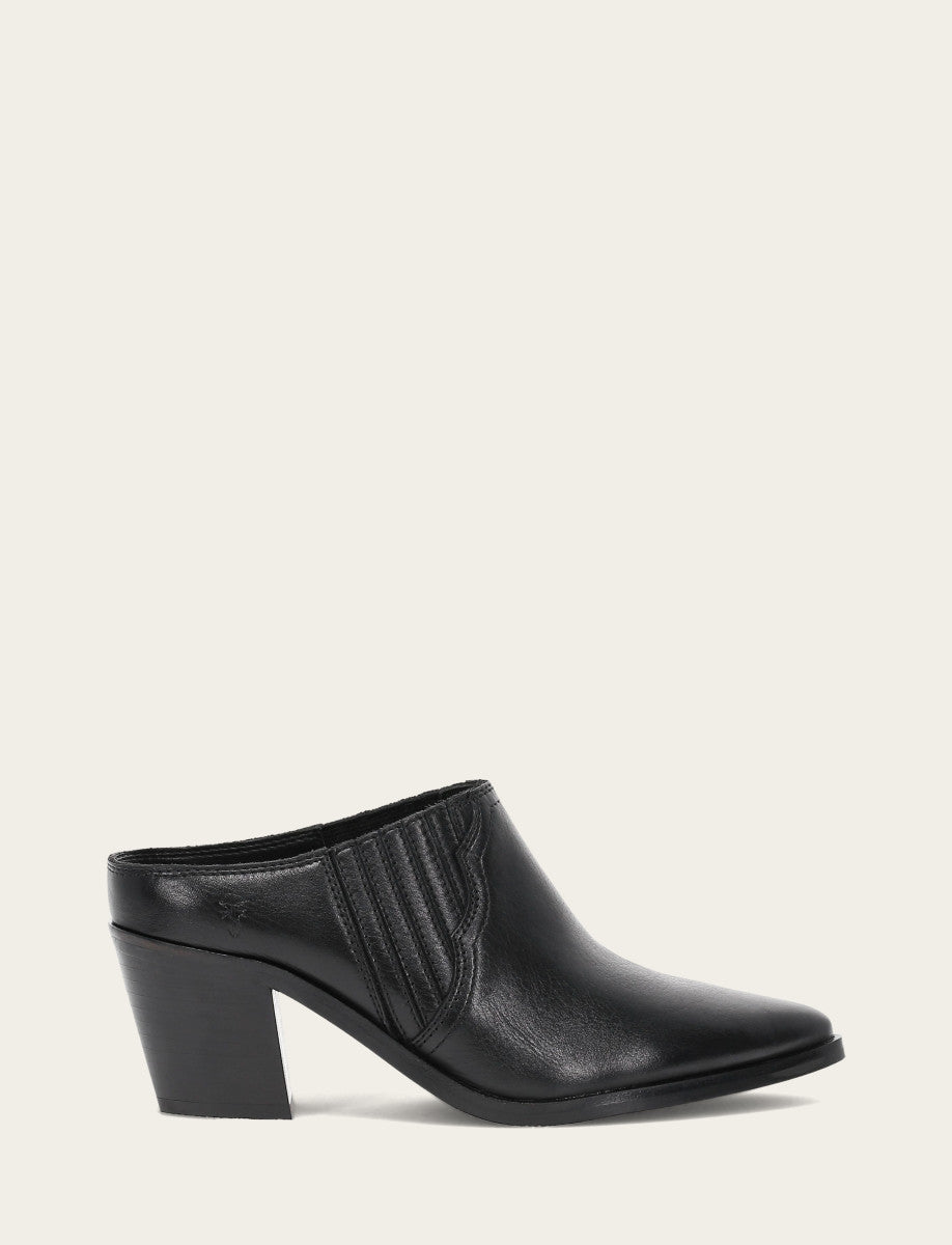 Sara Western Mule - Black - Outside