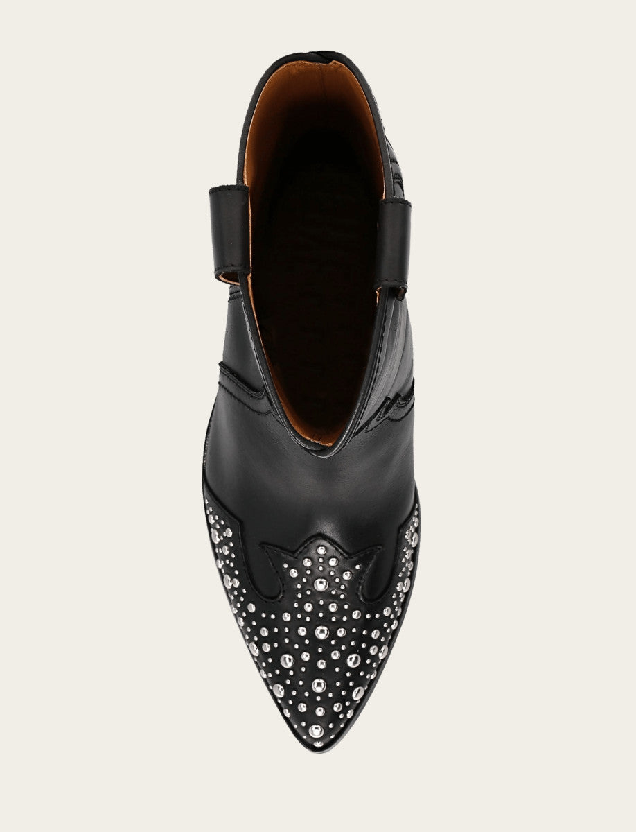 Sara Wingtip Stud - Black - Top Down