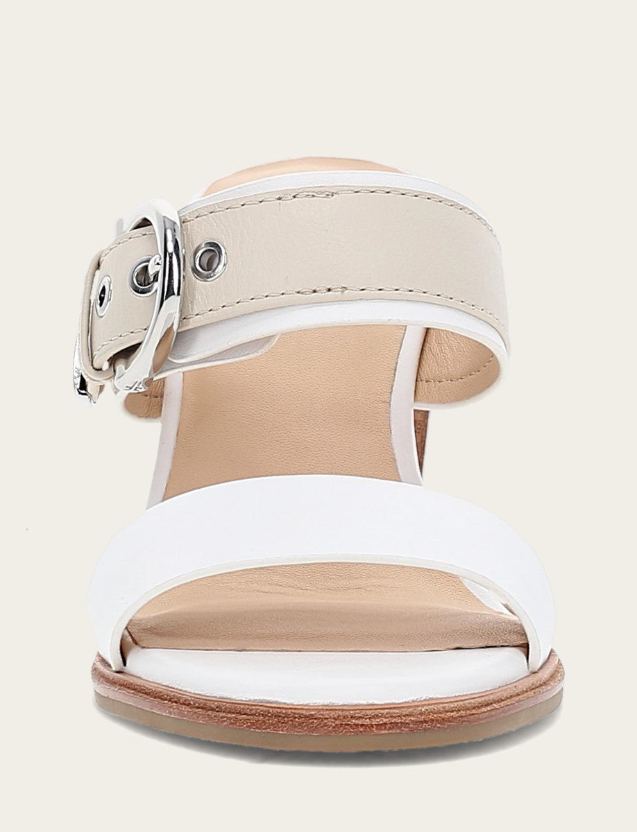 Stella Buckle Slide - White/Ivory - Front