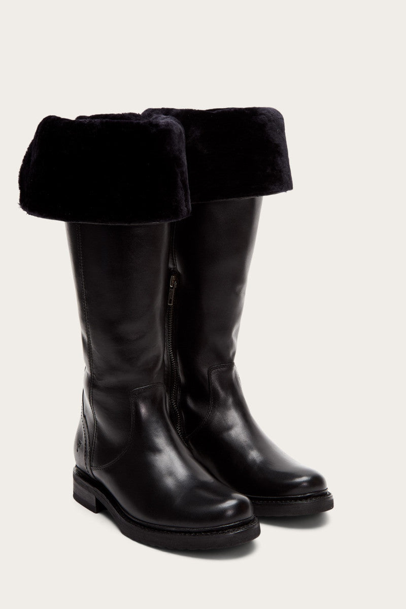 Veronica Shearling Tall - Black - Pair