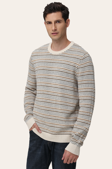 Birdseye Stripe Crewneck Sweater
