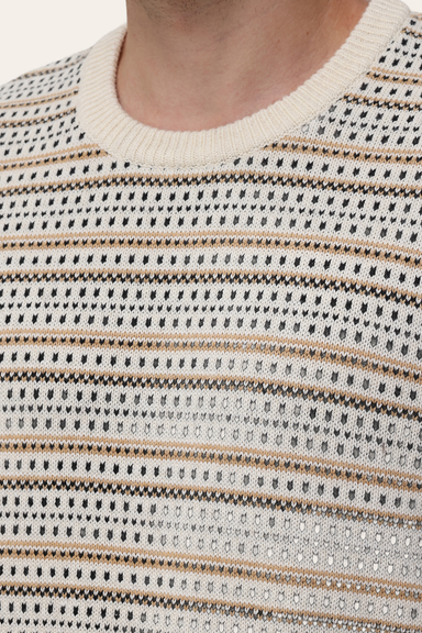 Birdseye Stripe Crewneck Sweater