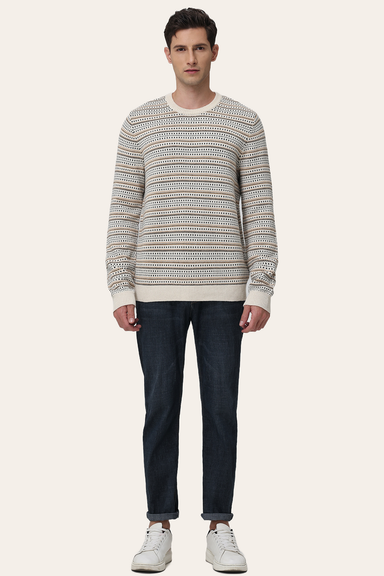 Birdseye Stripe Crewneck Sweater