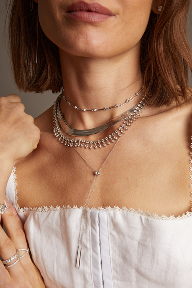 Aurate x Frye: Lab Grown White Sapphire Bolo Necklace