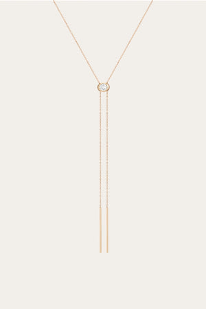 Aurate x Frye: Lab Grown White Sapphire Bolo Necklace