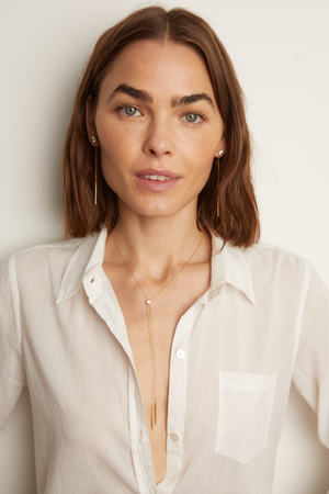 Aurate x Frye: Lab Grown White Sapphire Bolo Necklace