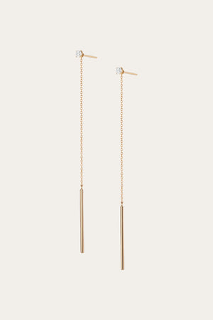 Aurate x Frye: Lab Grown Diamond Lariat Earrings