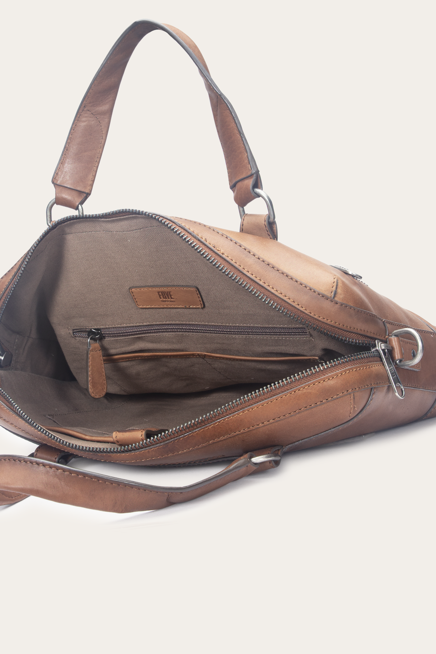 Frye Nash Leather Briefcase Cognac