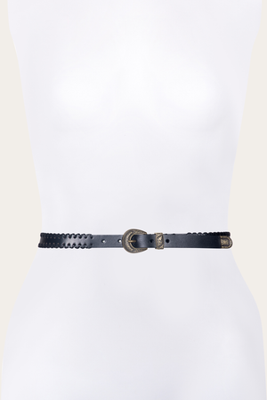 20mm Belt With 3 Pc Buckle Set & Leather Laced Edge