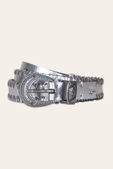 20mm Belt With 3 Pc Buckle Set & Leather Laced Edge