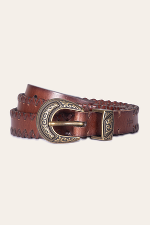 20mm Belt With 3 Pc Buckle Set & Leather Laced Edge
