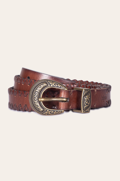 20mm Belt With 3 Pc Buckle Set & Leather Laced Edge