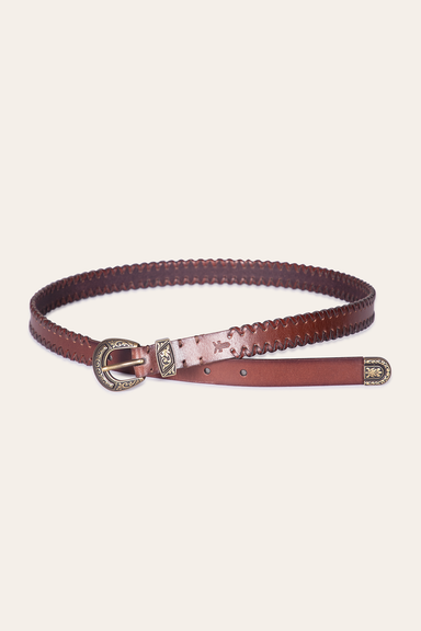20mm Belt With 3 Pc Buckle Set & Leather Laced Edge