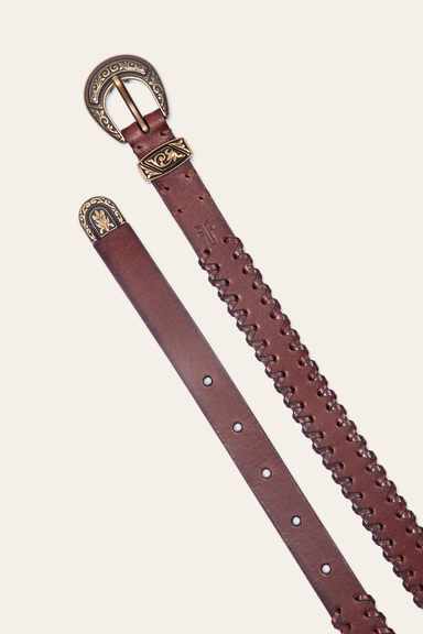 20mm Belt With 3 Pc Buckle Set & Leather Laced Edge