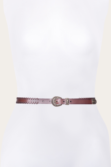 20mm Belt With 3 Pc Buckle Set & Leather Laced Edge