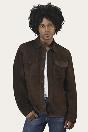 frye denim dress Frye Brock Shacket in Dark Brown