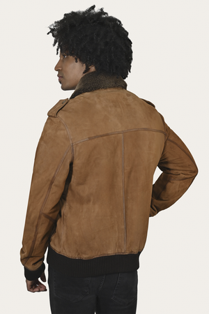 Men’s Middle Brown Jethro Shearling Flight Suede Jacket | The Frye Company