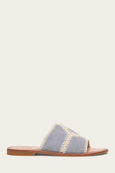 Ava Crochet Slide - Steel Blue - Outside
