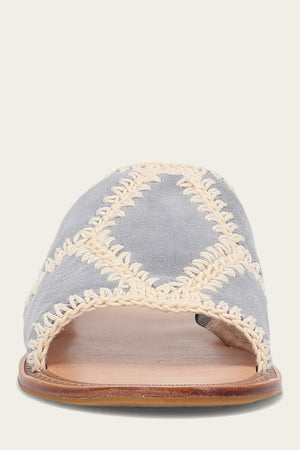 Ava Crochet Slide - Steel Blue - Front