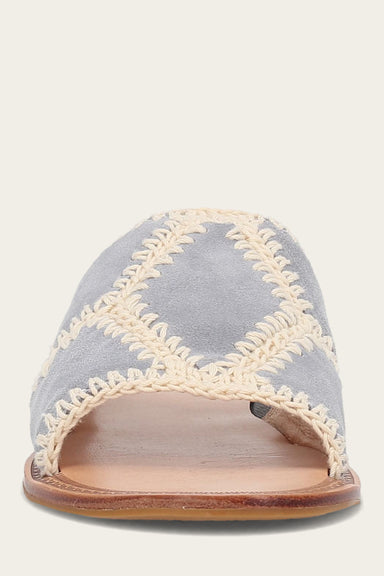 Ava Crochet Slide - Steel Blue - Front