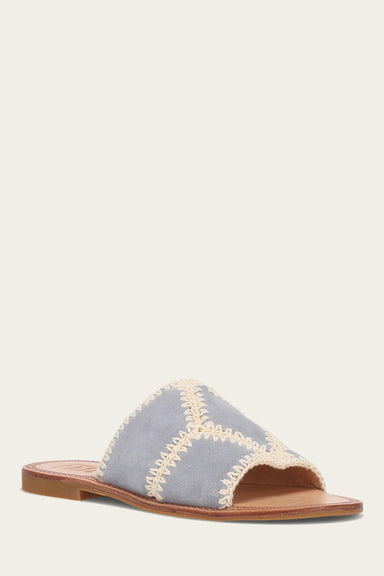 Ava Crochet Slide - Steel Blue - Hero