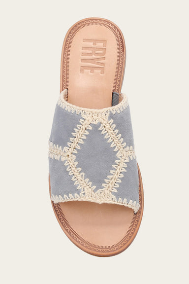 Ava Crochet Slide - Steel Blue - Top Down