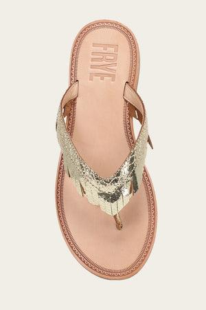 Ava Fringe Sandal - Gold Mirror - Top Down