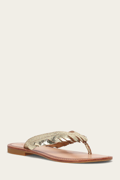 Ava Fringe Sandal - Gold Mirror - Hero