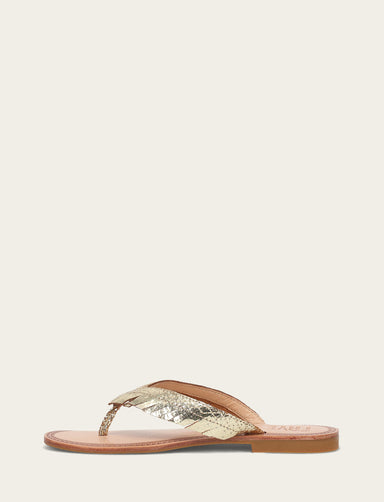 Ava Fringe Sandal - Gold Mirror - Inside