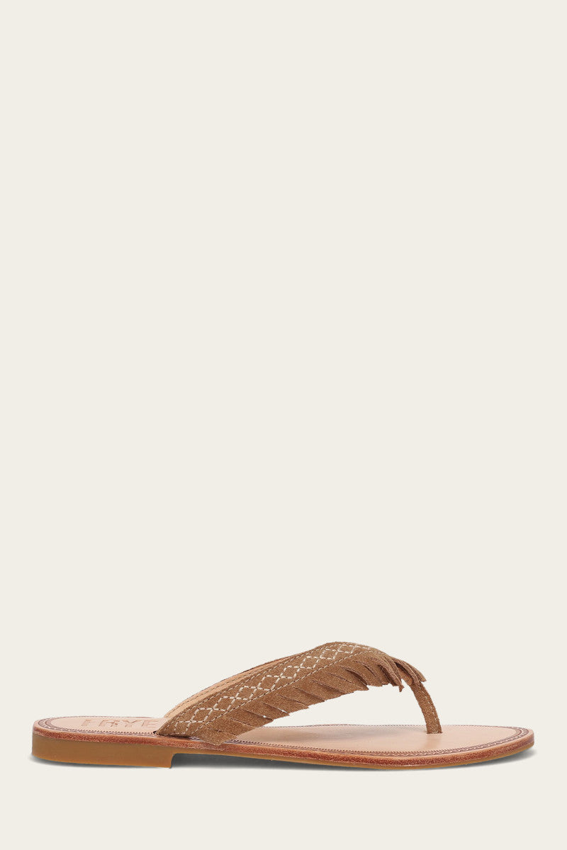 Ava Fringe Sandal - Almond - Outside