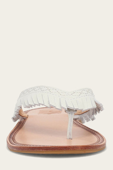 Ava Fringe Sandal - White - Front