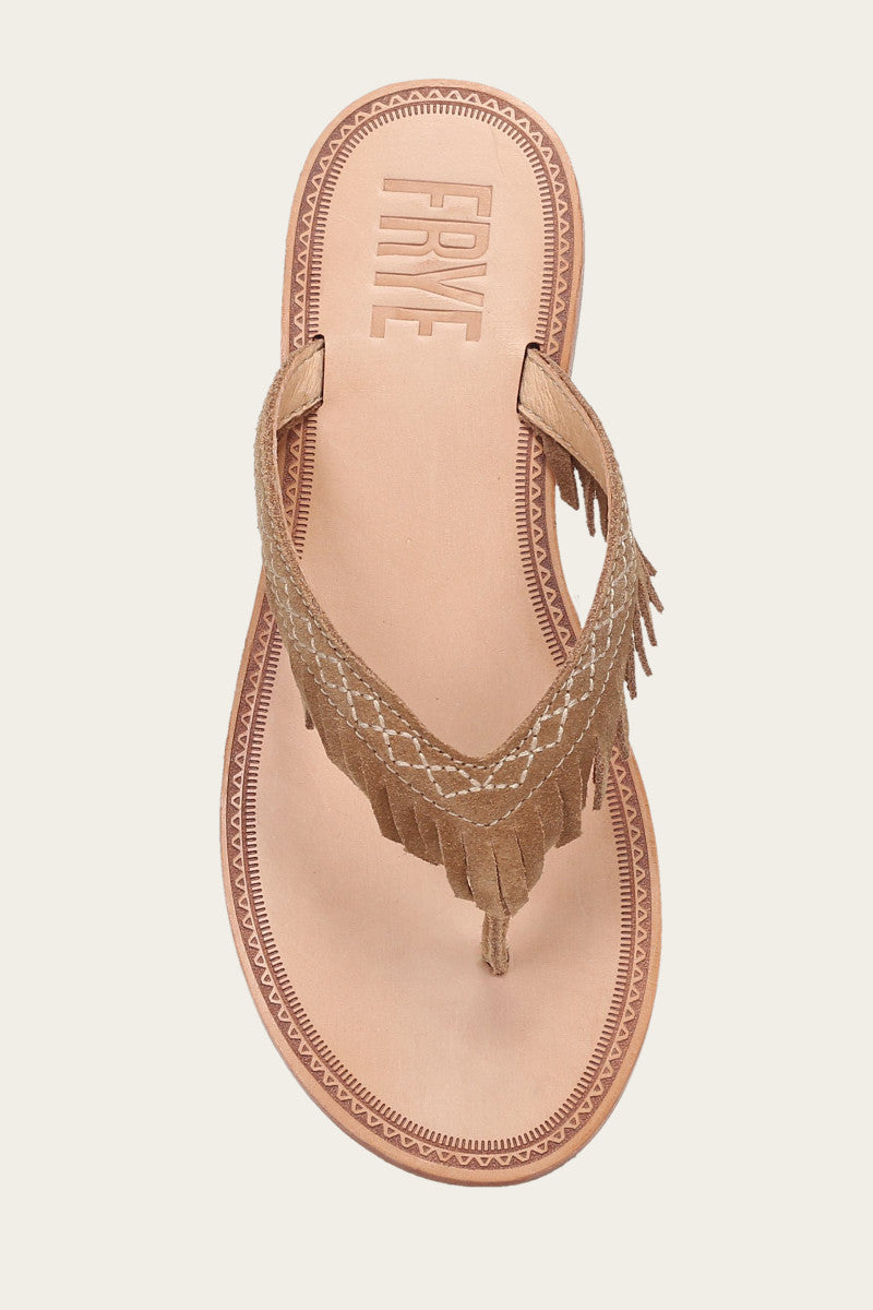 Ava Fringe Sandal - Almond - Top Down