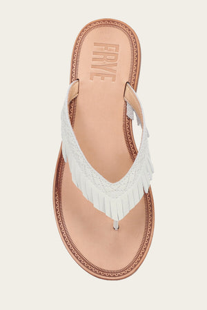 Ava Fringe Sandal - White - Top Down