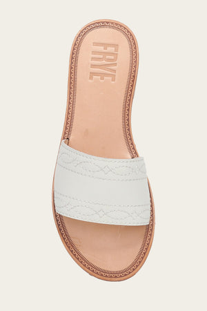 Ava Woodstock Slide - White - Top Down