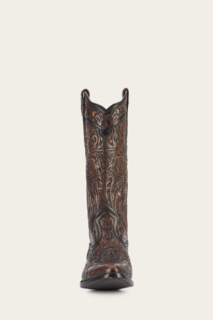 Billy Daisy Pull On - Black Tooled - Front