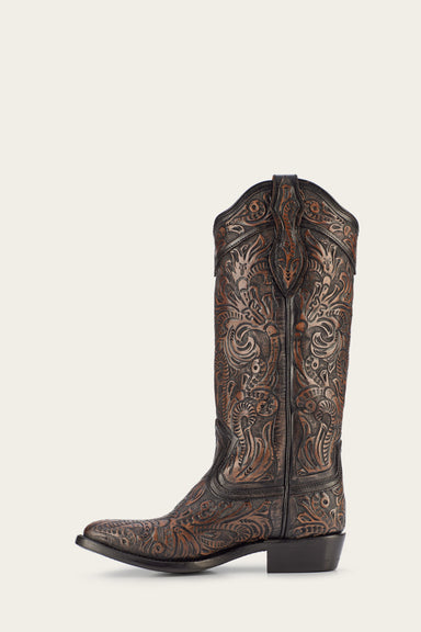 Billy Daisy Pull On - Black Tooled - Inside