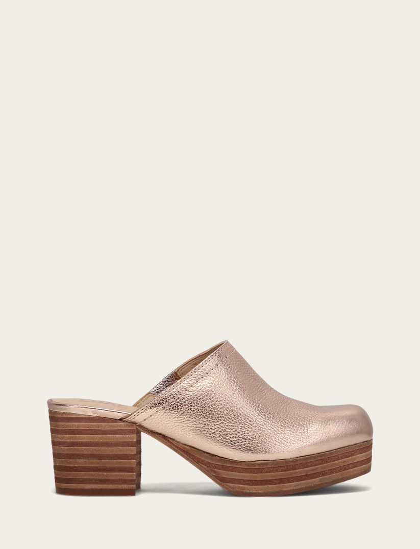 Women’s Rose Gold Metallic Leather Campus Clogs | The Frye Company