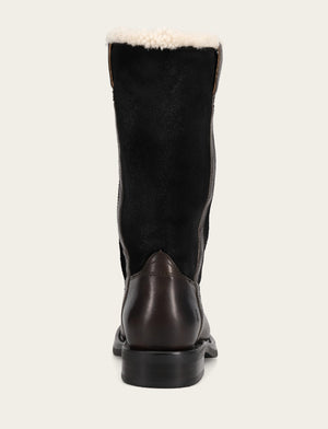 Campus Low Heel Mid Shearling Boot - Black - Back