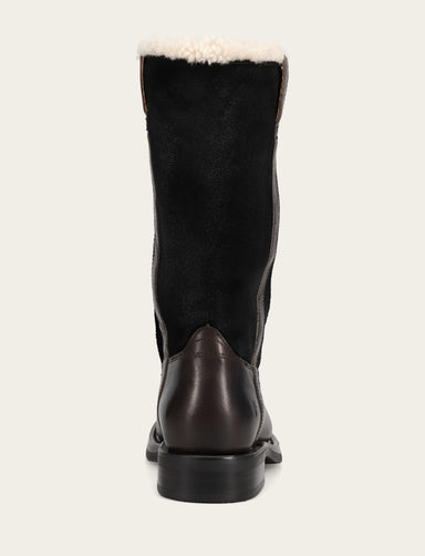 Campus Low Heel Mid Shearling Boot - Black - Back