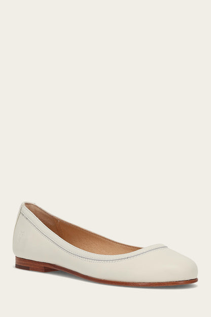 White ballet flats with black patent toe and strap - Ballerette