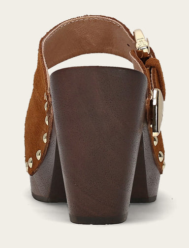 Cindy Buckle Clog - Caramel - Back