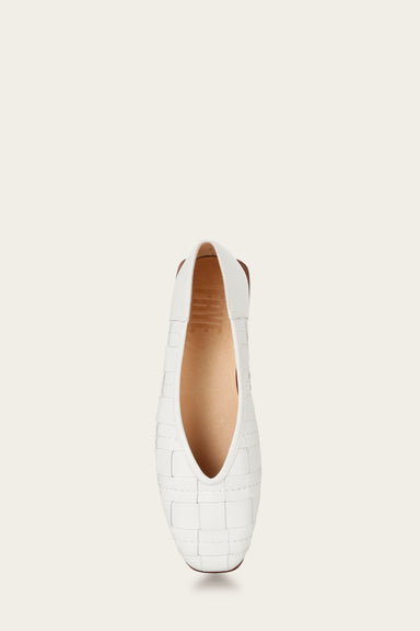 Claire Woven Flat - White - Top Down