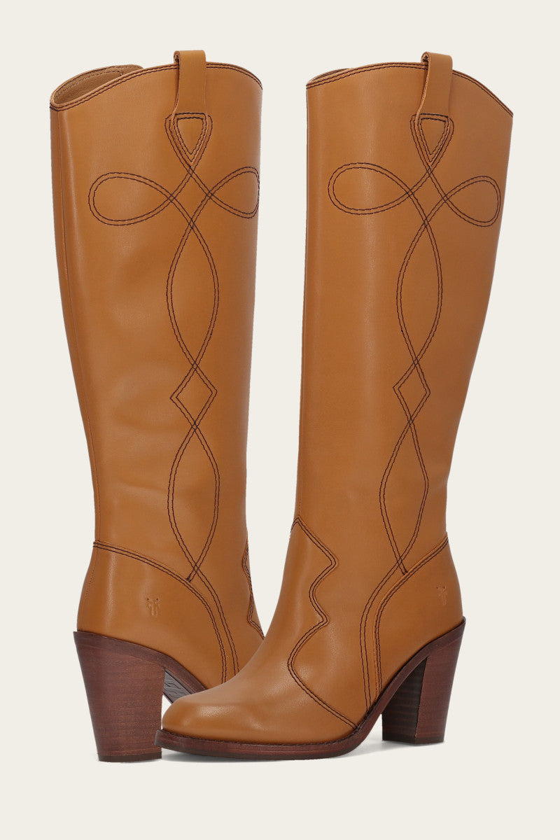 Corinne Tall Deco Stitch - Caramel - Pair