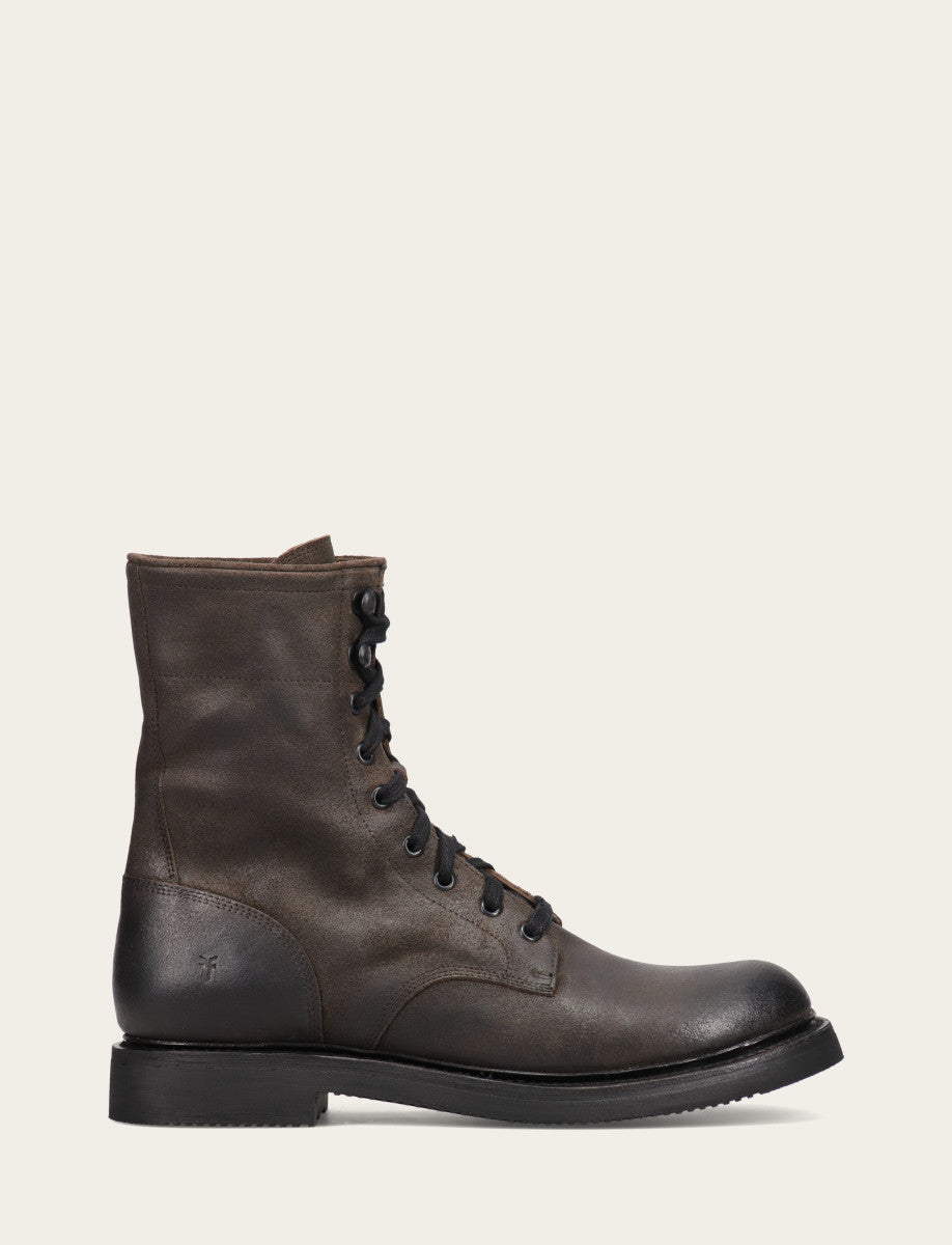 Dean Combat Lace Up - Chocolate - Outside