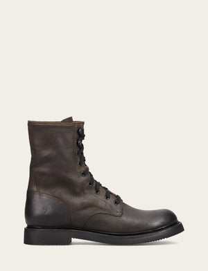 Dean Combat Lace Up - Chocolate - Outside