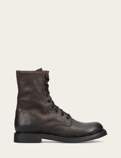 Dean Combat Lace Up - Chocolate - Outside